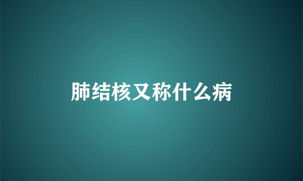 肺结核又称什么病