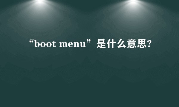 “boot menu”是什么意思?