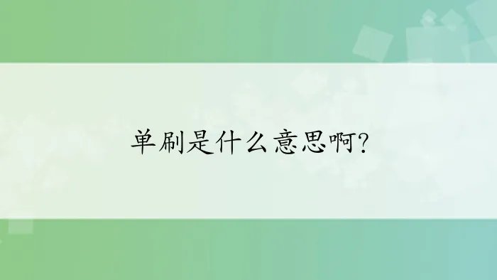 单刷是什么意思啊?