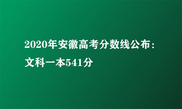 2020年安徽高考分数线公布：文科一本541分