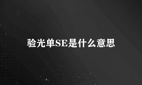 验光单SE是什么意思