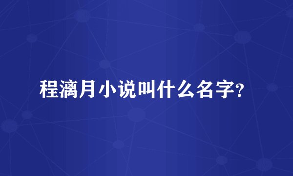 程漓月小说叫什么名字？