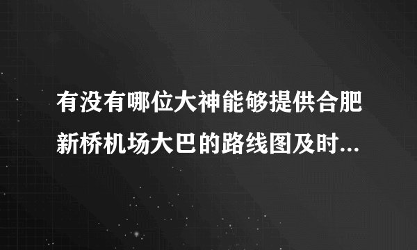 有没有哪位大神能够提供合肥新桥机场大巴的路线图及时刻表？需要的是类似地图那样的路线图，谢谢