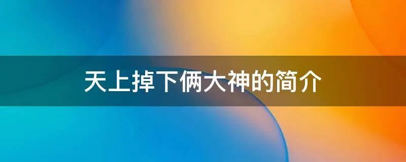 天上掉下俩大神的简介