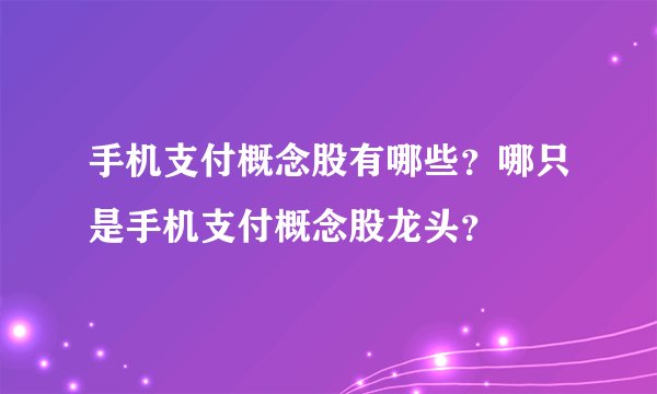 手机支付概念股有哪些？哪只是手机支付概念股龙头？