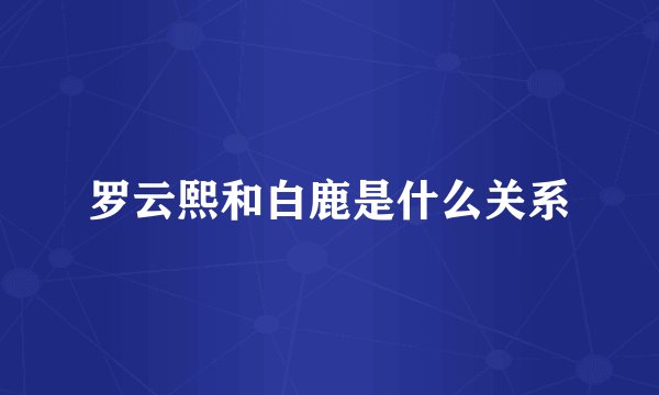 罗云熙和白鹿是什么关系
