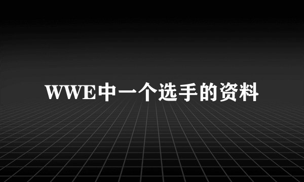WWE中一个选手的资料