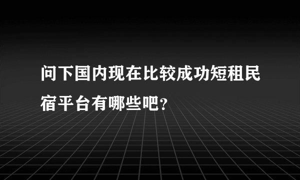 问下国内现在比较成功短租民宿平台有哪些吧？