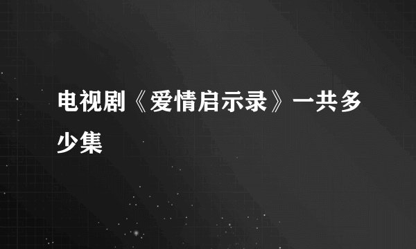 电视剧《爱情启示录》一共多少集