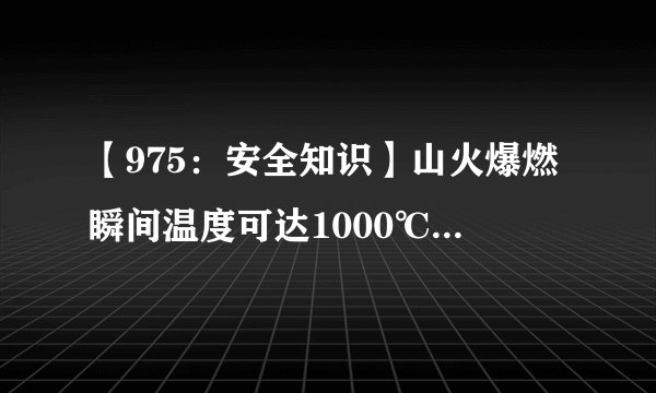 【975：安全知识】山火爆燃瞬间温度可达1000℃以上！防患于未“燃”，这些知识你必须知道
