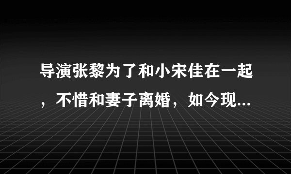 导演张黎为了和小宋佳在一起，不惜和妻子离婚，如今现状令人担忧