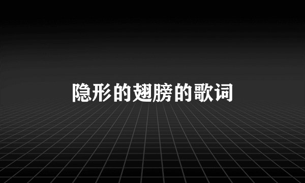 隐形的翅膀的歌词