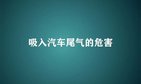 吸入汽车尾气的危害
