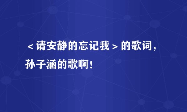 ＜请安静的忘记我＞的歌词，孙子涵的歌啊！