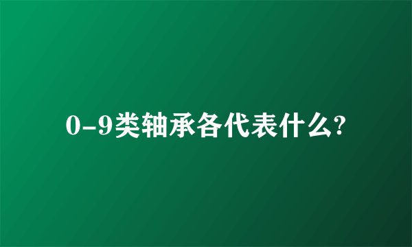 0-9类轴承各代表什么?