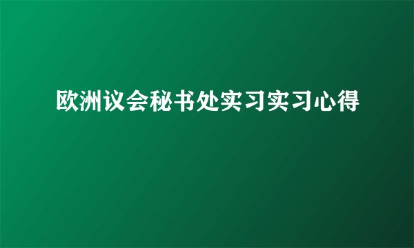 欧洲议会秘书处实习实习心得