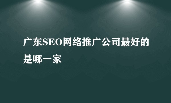 广东SEO网络推广公司最好的是哪一家
