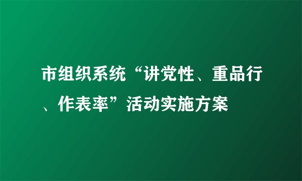 市组织系统“讲党性、重品行、作表率”活动实施方案
