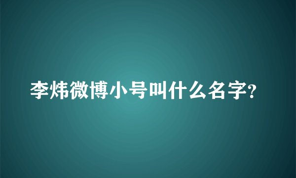 李炜微博小号叫什么名字？