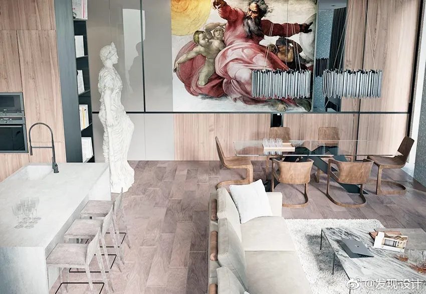 走进这间位于纽约的现代感公寓就像进到欧洲博物馆或是梵蒂冈一般...