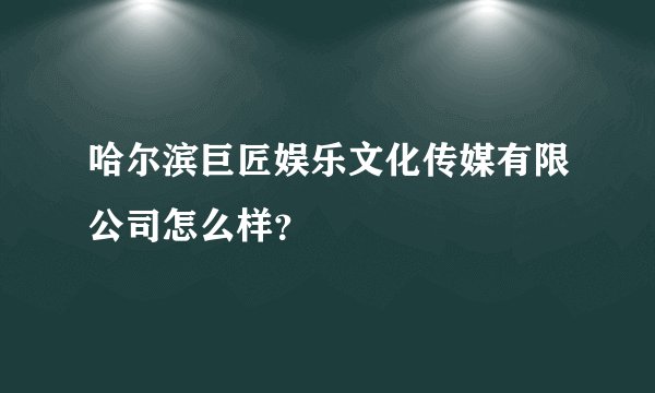 哈尔滨巨匠娱乐文化传媒有限公司怎么样？