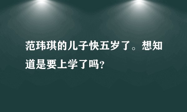范玮琪的儿子快五岁了。想知道是要上学了吗？