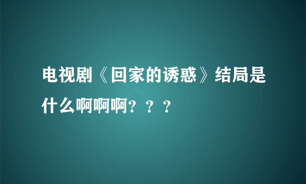 电视剧《回家的诱惑》结局是什么啊啊啊？？？
