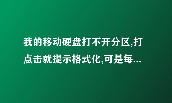 我的移动硬盘打不开分区,打点击就提示格式化,可是每次格式化到最终就提示unknown error 00000000,