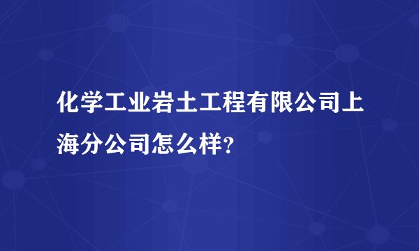化学工业岩土工程有限公司上海分公司怎么样？