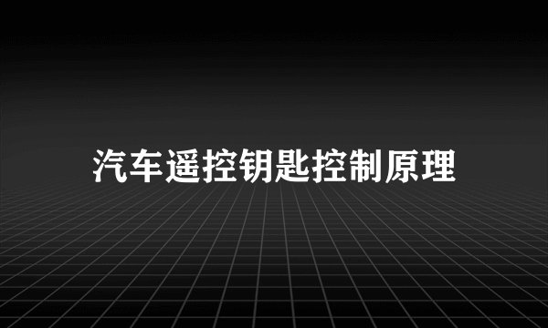 汽车遥控钥匙控制原理