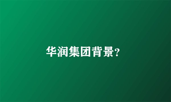 华润集团背景？