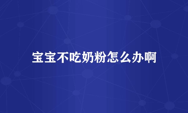 宝宝不吃奶粉怎么办啊