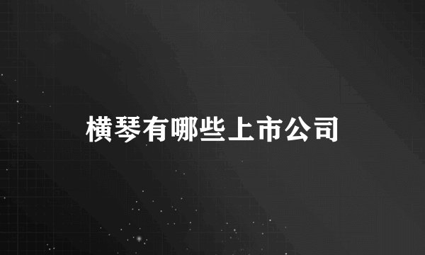 横琴有哪些上市公司