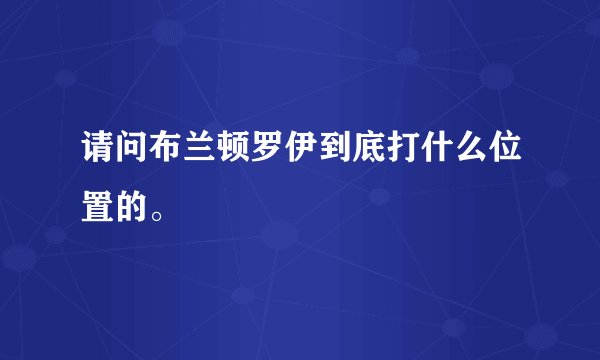 请问布兰顿罗伊到底打什么位置的。