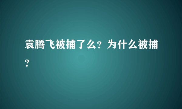 袁腾飞被捕了么？为什么被捕？