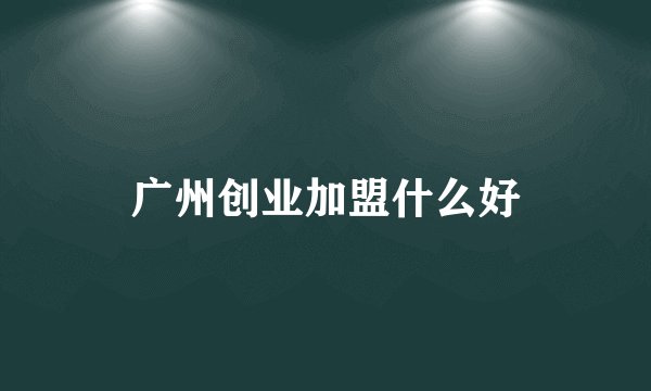 广州创业加盟什么好