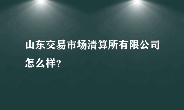 山东交易市场清算所有限公司怎么样？