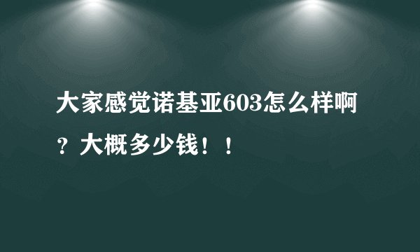 大家感觉诺基亚603怎么样啊？大概多少钱！！
