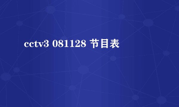 cctv3 081128 节目表
