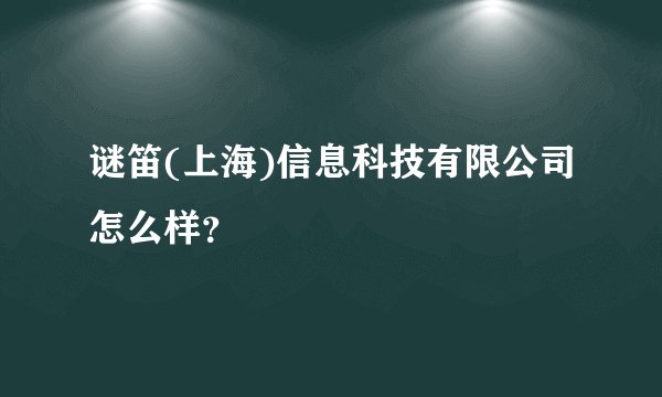 谜笛(上海)信息科技有限公司怎么样？