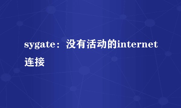 sygate：没有活动的internet连接