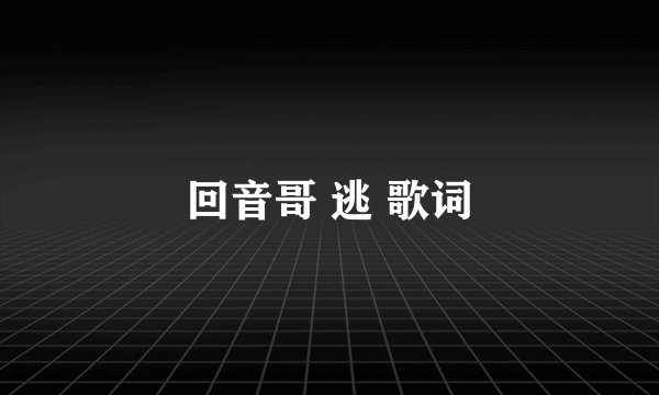回音哥 逃 歌词