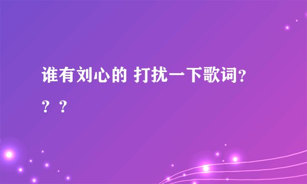 谁有刘心的 打扰一下歌词？？？