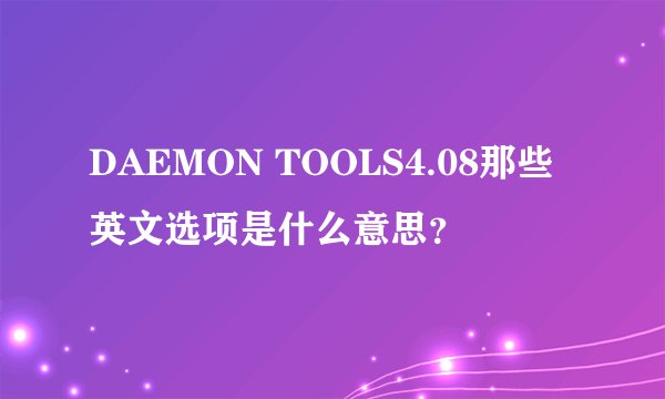 DAEMON TOOLS4.08那些英文选项是什么意思？