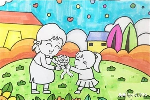 母亲节送给妈妈的画，孩子送妈妈的画怎么画？