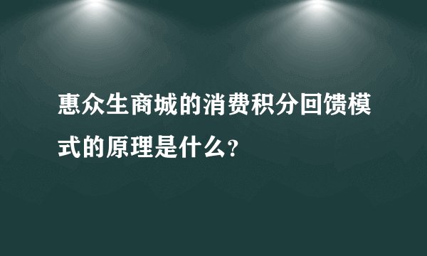 惠众生商城的消费积分回馈模式的原理是什么？