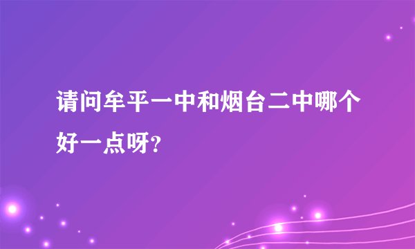 请问牟平一中和烟台二中哪个好一点呀？