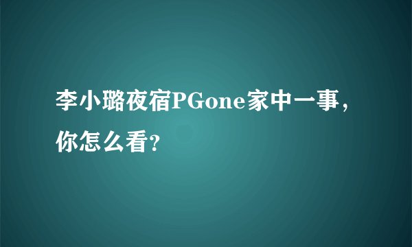 李小璐夜宿PGone家中一事，你怎么看？