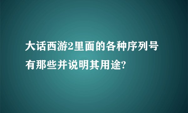 大话西游2里面的各种序列号有那些并说明其用途?