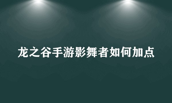 龙之谷手游影舞者如何加点